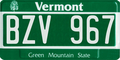 VT license plate BZV967