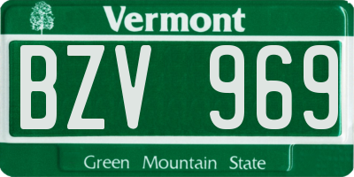 VT license plate BZV969