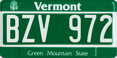 VT license plate BZV972