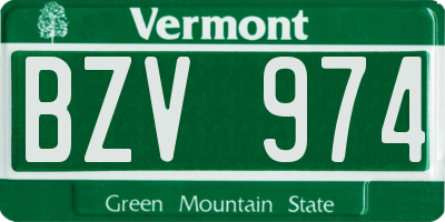 VT license plate BZV974
