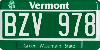 VT license plate BZV978