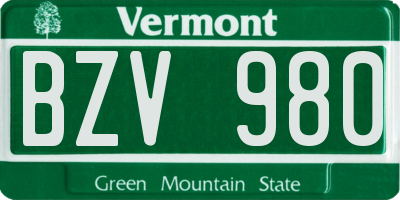 VT license plate BZV980