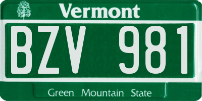 VT license plate BZV981