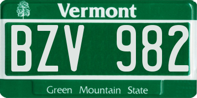 VT license plate BZV982