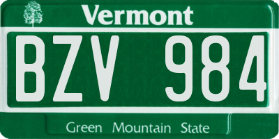 VT license plate BZV984