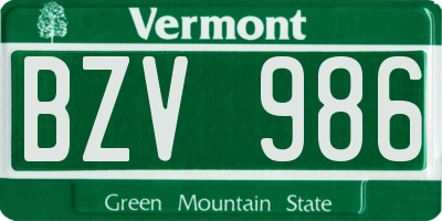 VT license plate BZV986