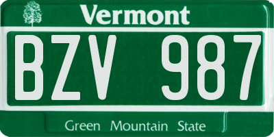 VT license plate BZV987