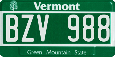 VT license plate BZV988