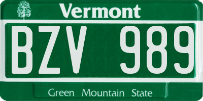 VT license plate BZV989