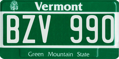 VT license plate BZV990
