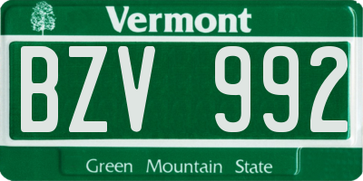 VT license plate BZV992