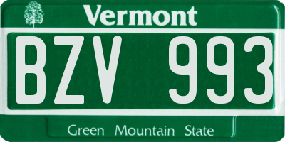 VT license plate BZV993