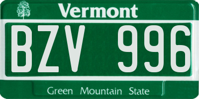 VT license plate BZV996