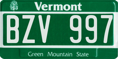 VT license plate BZV997
