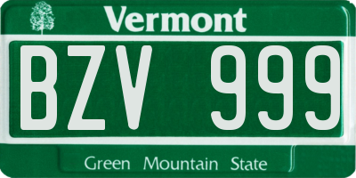 VT license plate BZV999