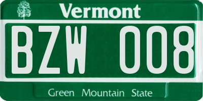 VT license plate BZW008