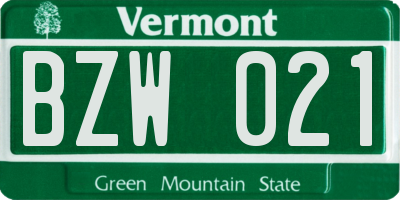 VT license plate BZW021