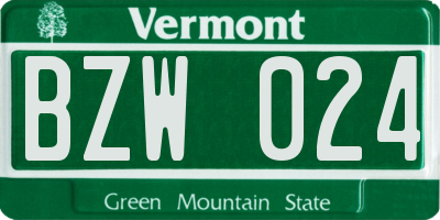 VT license plate BZW024