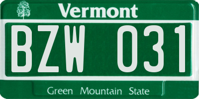 VT license plate BZW031