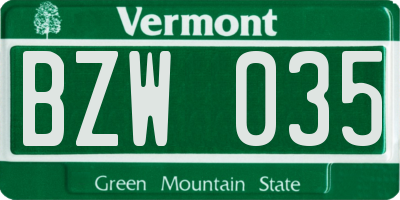 VT license plate BZW035