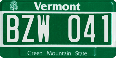 VT license plate BZW041