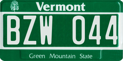 VT license plate BZW044