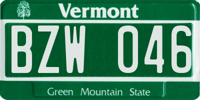VT license plate BZW046