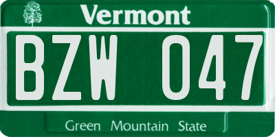 VT license plate BZW047