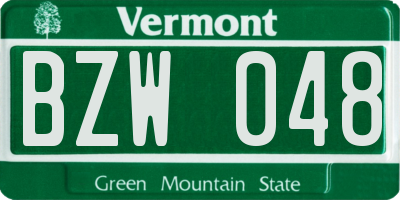 VT license plate BZW048