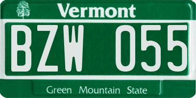 VT license plate BZW055