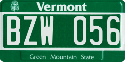 VT license plate BZW056