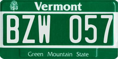 VT license plate BZW057