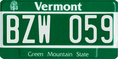 VT license plate BZW059