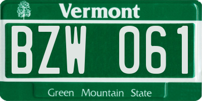 VT license plate BZW061