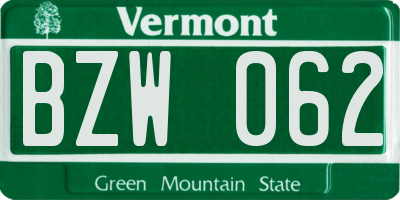 VT license plate BZW062