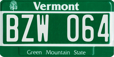 VT license plate BZW064