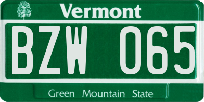 VT license plate BZW065