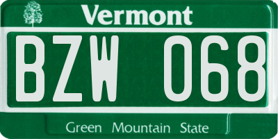 VT license plate BZW068