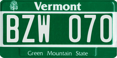 VT license plate BZW070