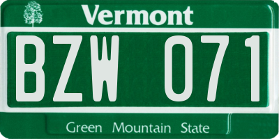 VT license plate BZW071
