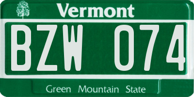 VT license plate BZW074