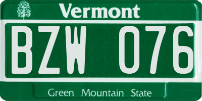 VT license plate BZW076