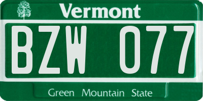 VT license plate BZW077