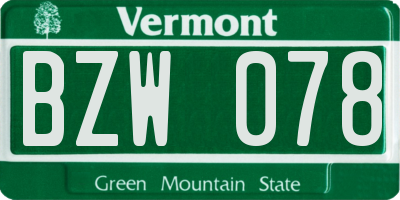 VT license plate BZW078
