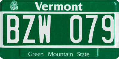 VT license plate BZW079