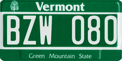 VT license plate BZW080