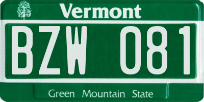VT license plate BZW081