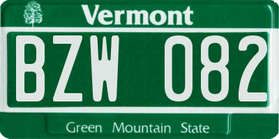 VT license plate BZW082