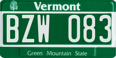 VT license plate BZW083