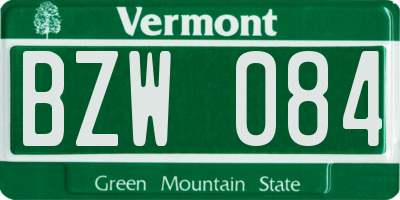 VT license plate BZW084